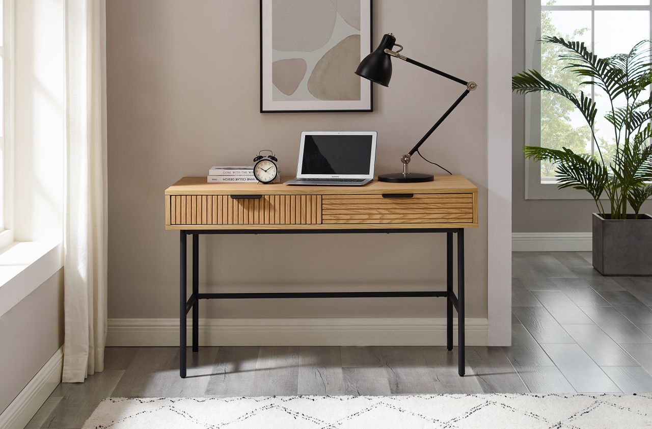 Schreibtisch 120 x 60 cm Eiche Echtholzfurnier 371688,