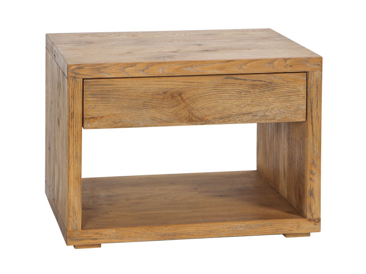 Oak-Wild Vintage Nachttisch Cubo, Wildeiche Vintage natur, geölt