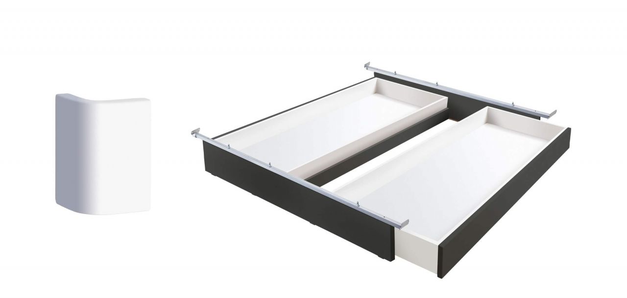 Fine-Line Lovie-Ron Box Anthracit, Buche anthracit deckend, lackiert 180 cm (2 Schubladen) Tip-On Nussbaum, geölt