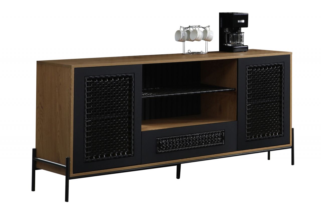 Sideboard Natur/Schwarz 396223,