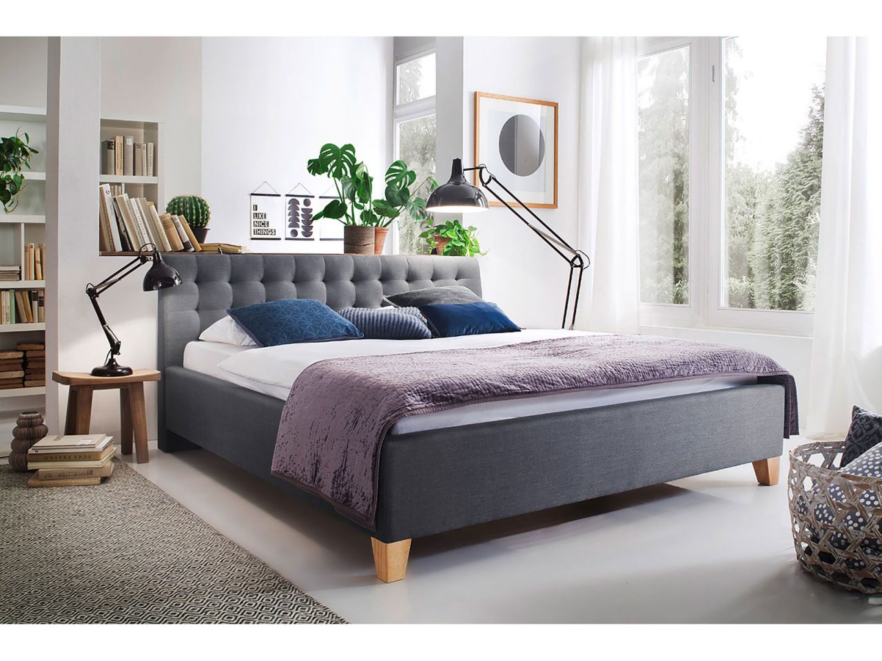 Lucca, 180 x 200 cm  Stoff Grau