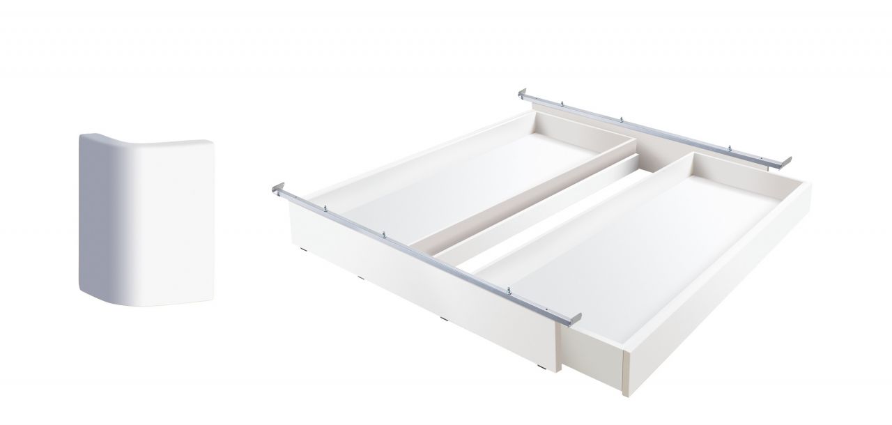 Fine-Line Lovie-Ron Box Weiss, Weiss deckend, lackiert 90 cm (1 Schublade) Standard Nussbaum, geölt