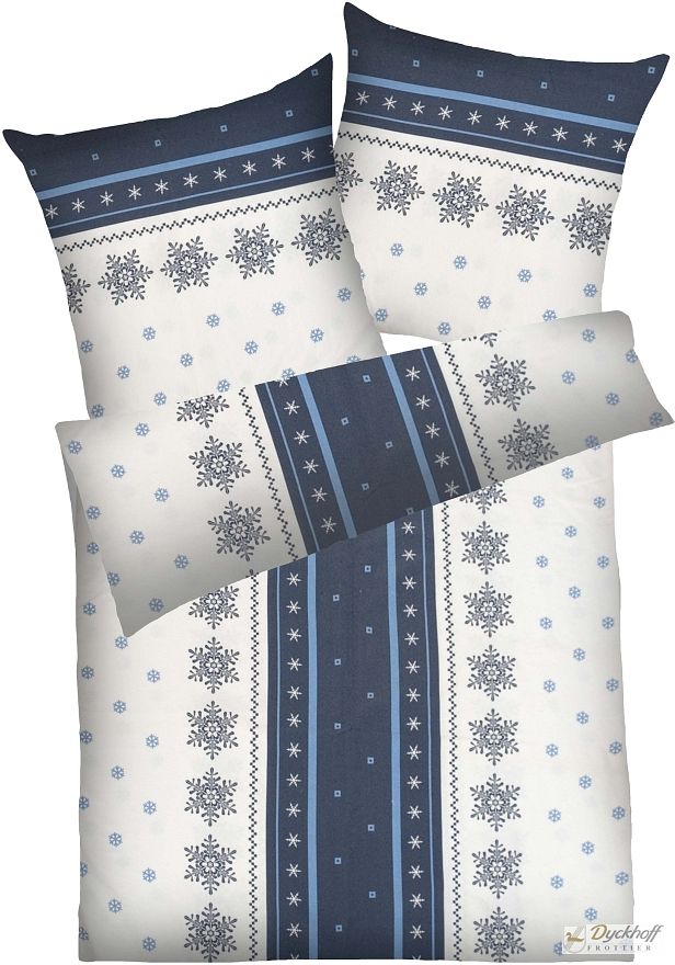 Dyckhoff Weichfrottier Bettwäsche Garnitur Schneeflocke mit Reißverschluss, 135 x 200 + 80 x 80 cm Rot