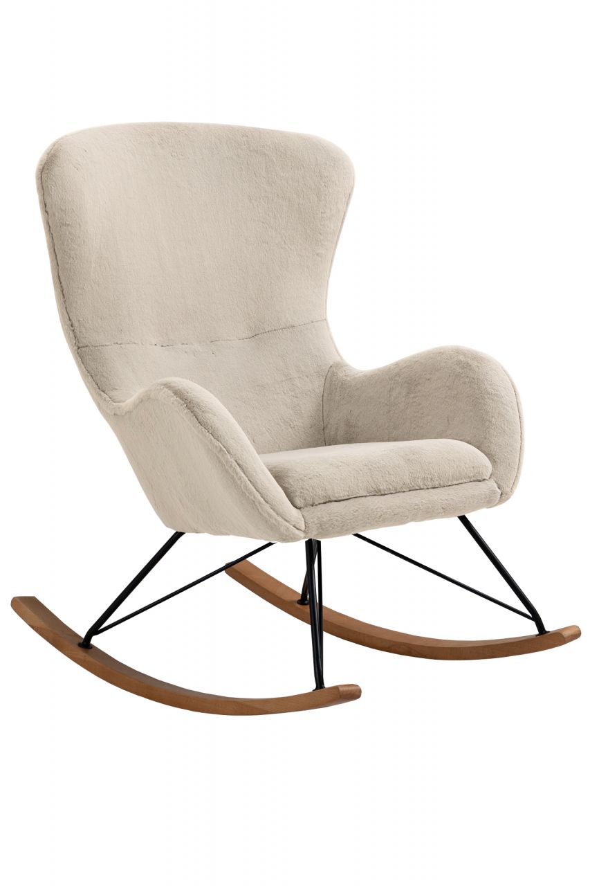 Schaukelstuhl Lammfell-Optik, Beige