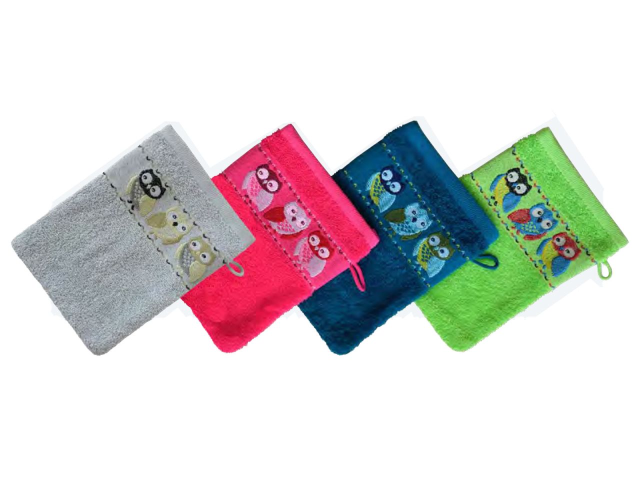 Dyckhoff Waschhandschuh Eulen modern, 16 x 21 cm Pink