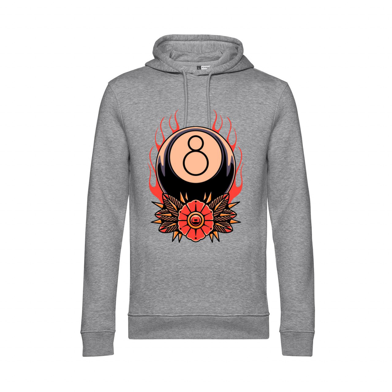 Nachhaltiger Hoodie Herren Billard Eight on fire