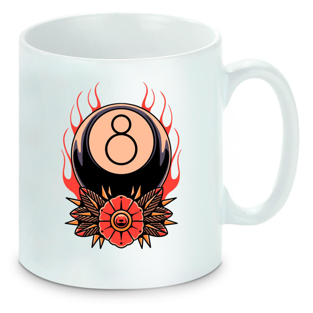 Tasse einfarbig Billard Eight on fire