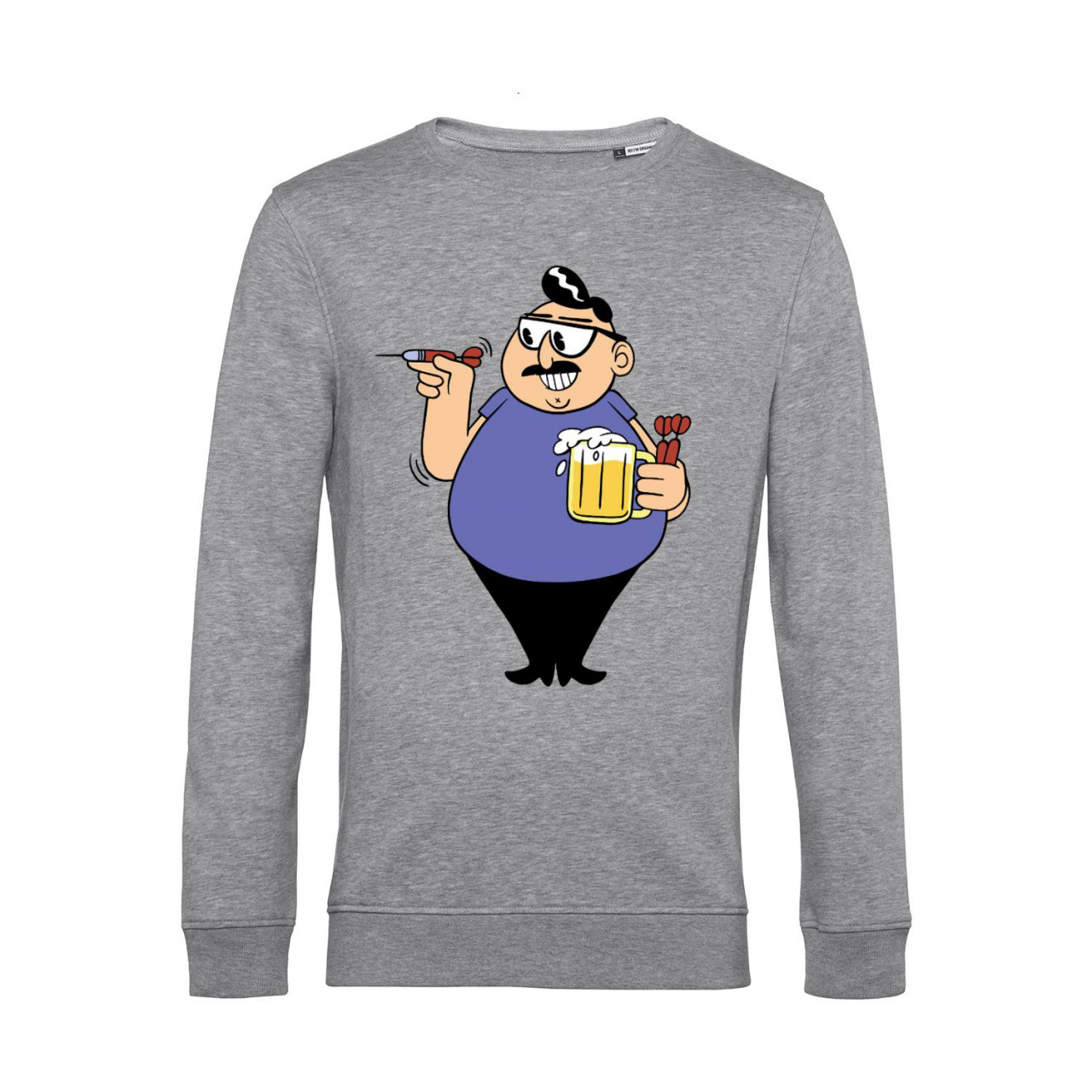 Nachhaltiges Sweatshirt Herren Darts Spieler mit Bier