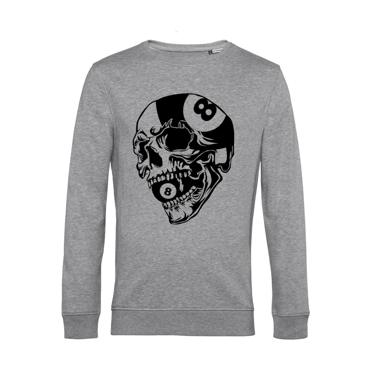 Nachhaltiges Sweatshirt Herren Billard 8 Ball Totenkopf