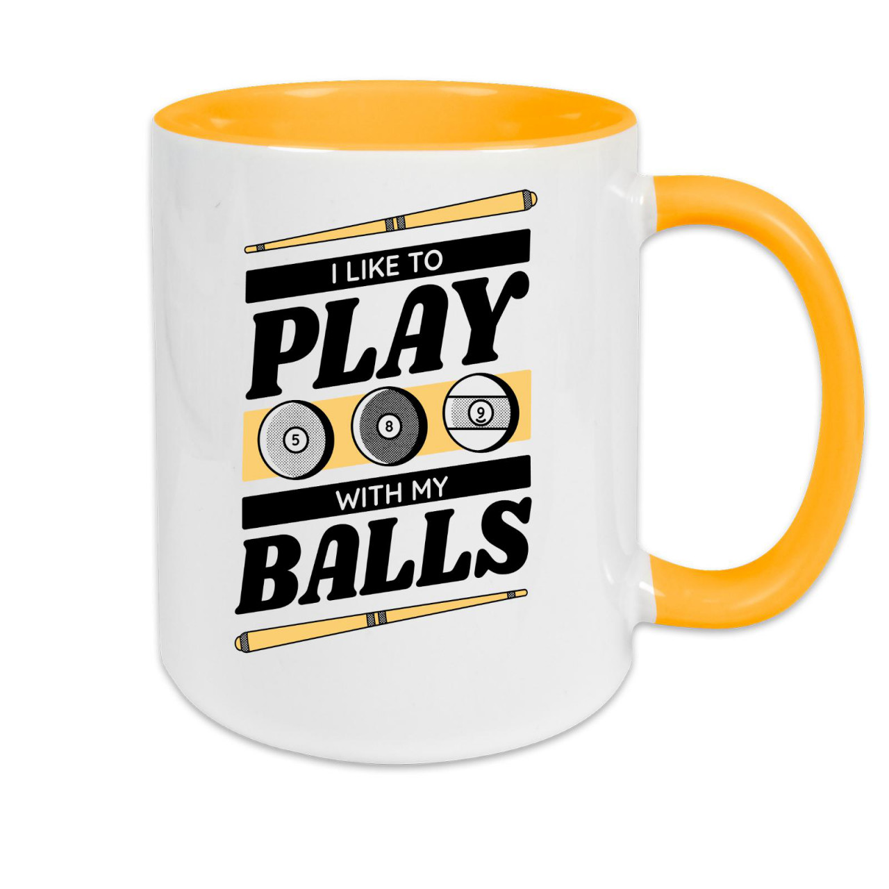 Tasse zweifarbig Billard - I like to play with my balls