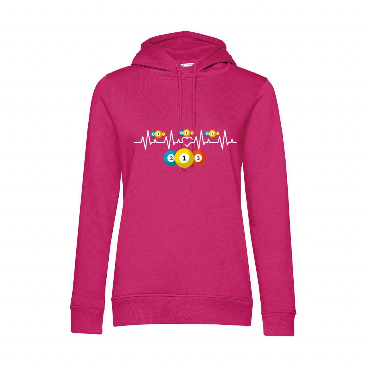 Nachhaltiger Hoodie Damen Billard Heartbeat farbige Kugeln