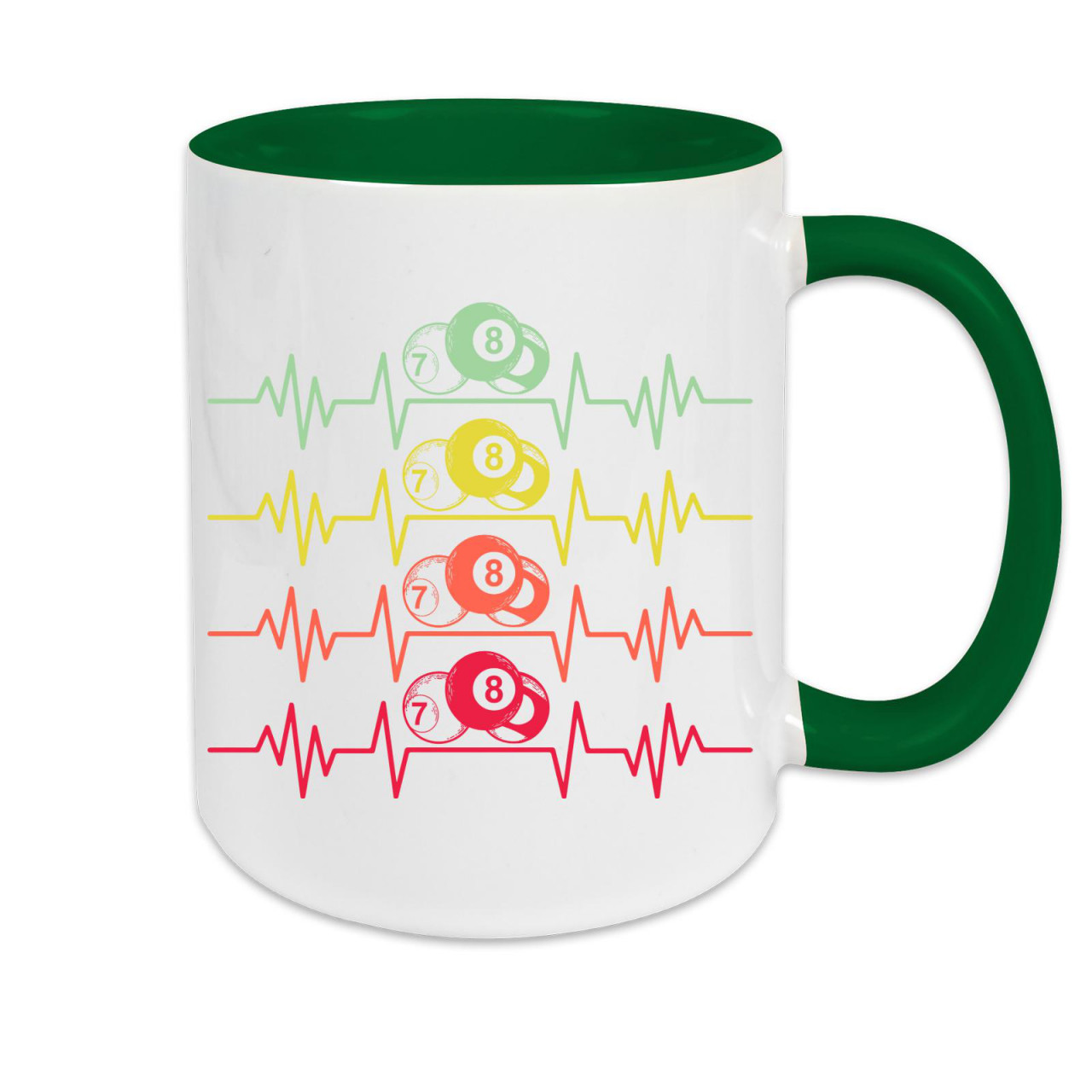 Tasse zweifarbig Billard farbige Herzstromkurve