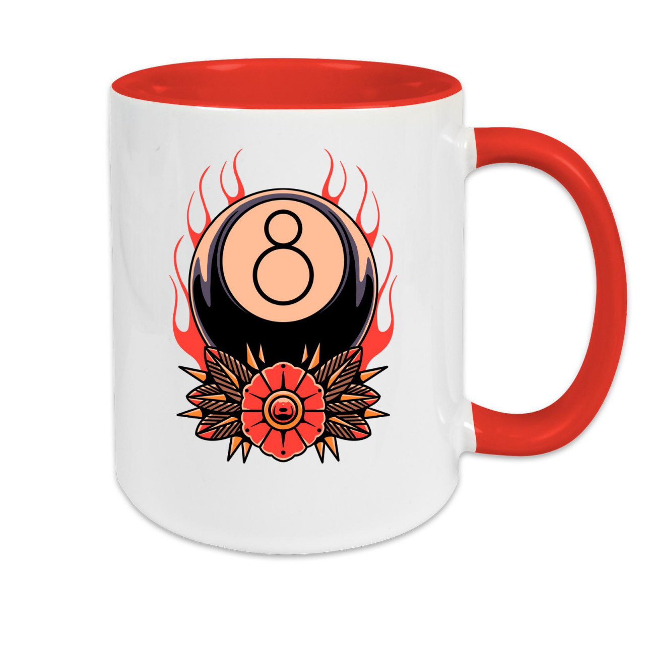 Tasse zweifarbig Billard Eight on fire