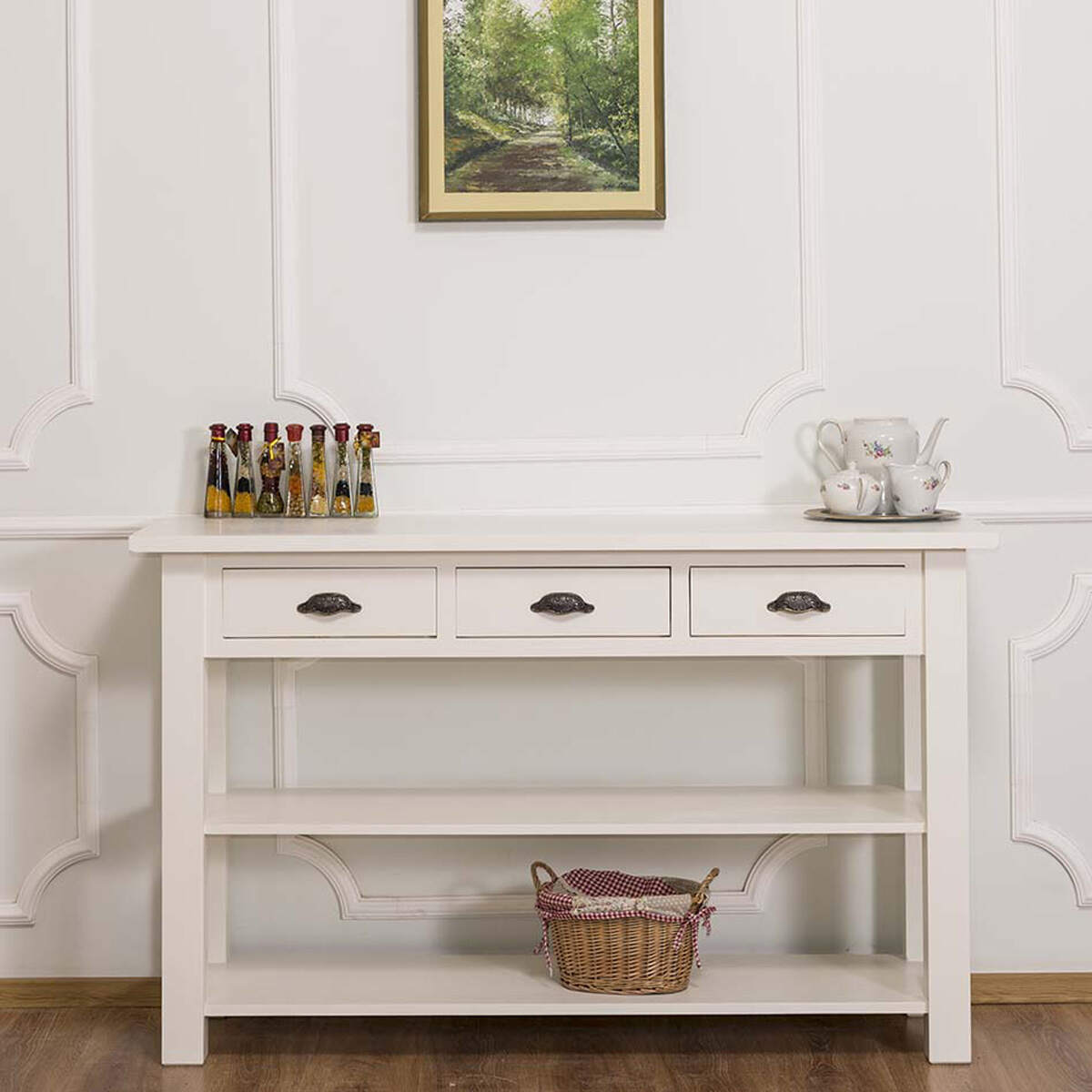 Wandtisch drei Schubladen im Landhausstil Konfigurator alles frei wählbar