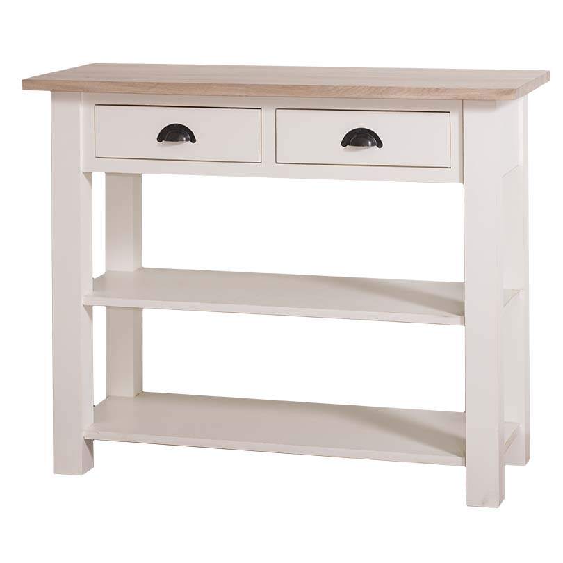 Landhaus Wandtisch zwei Schubladen - Eichenplatte Konfigurator alles frei wählbar