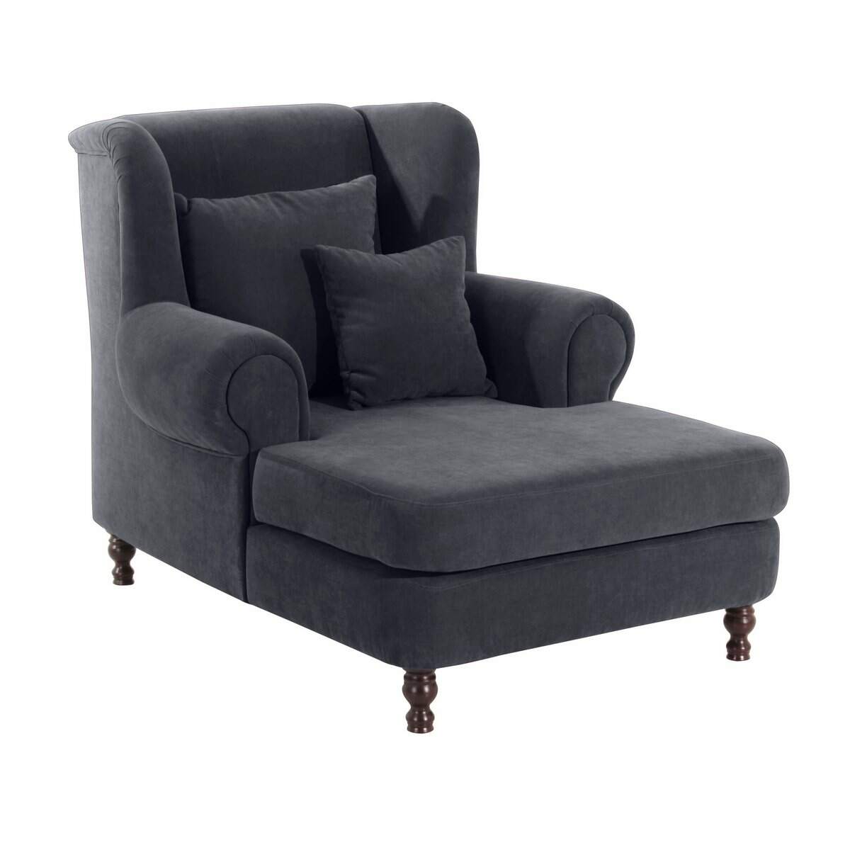 Big-Sessel Madeleine, inkl. 2 Zierkissen Veloursstoff anthrazit