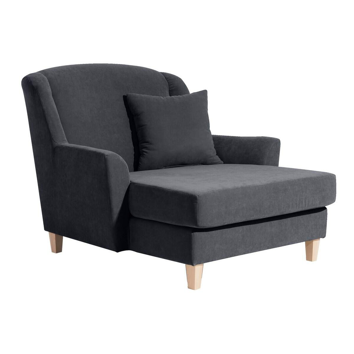 Big-Sessel Julia, inkl. 1x Zierkissen 55x55cm Veloursstoff anthrazit