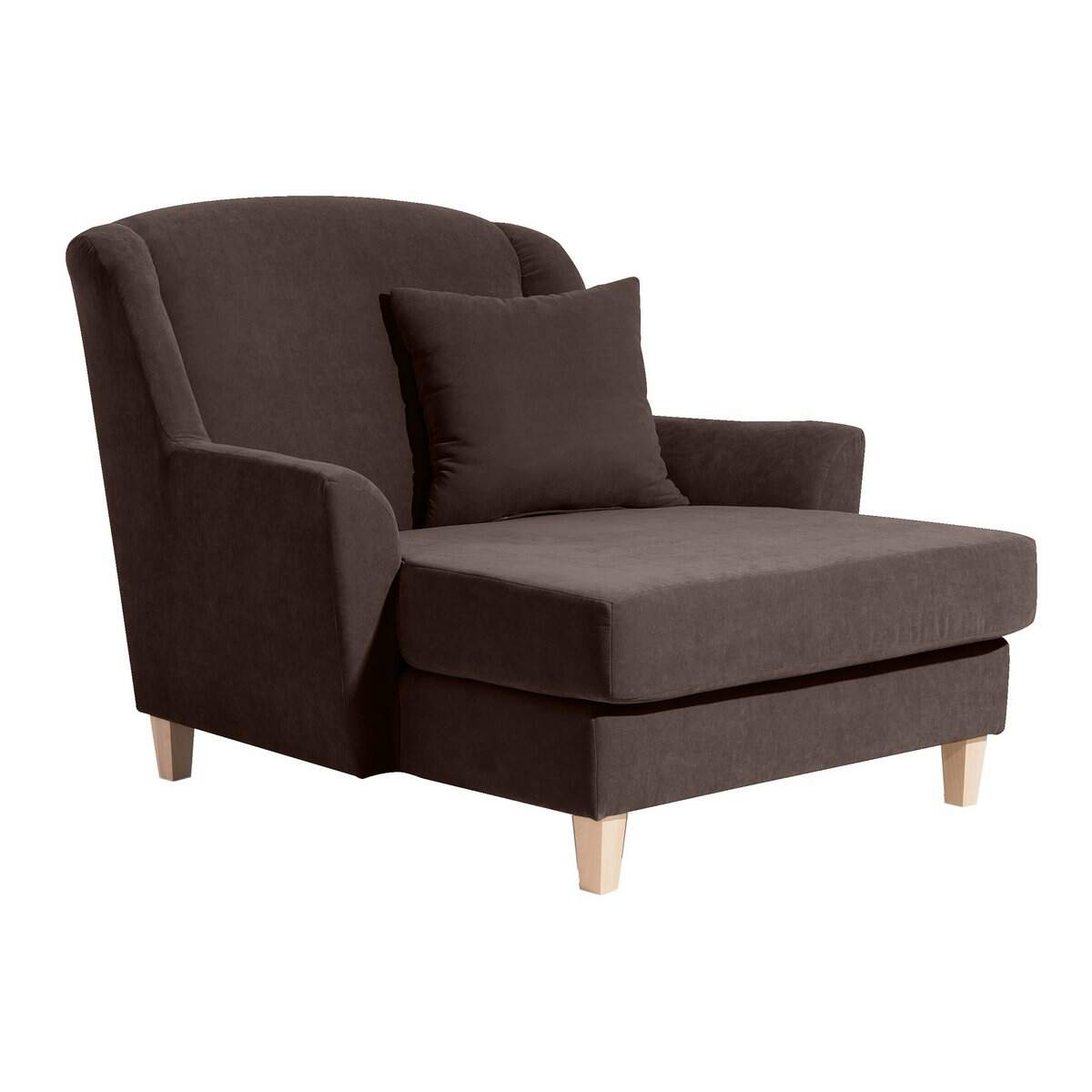 Big-Sessel Julia, inkl. 1x Zierkissen 55x55cm Veloursstoff braun