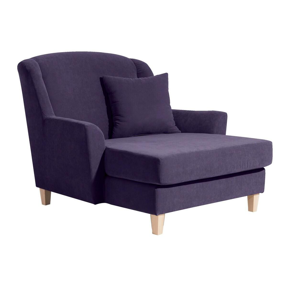 Big-Sessel Julia, inkl. 1x Zierkissen 55x55cm Veloursstoff violett