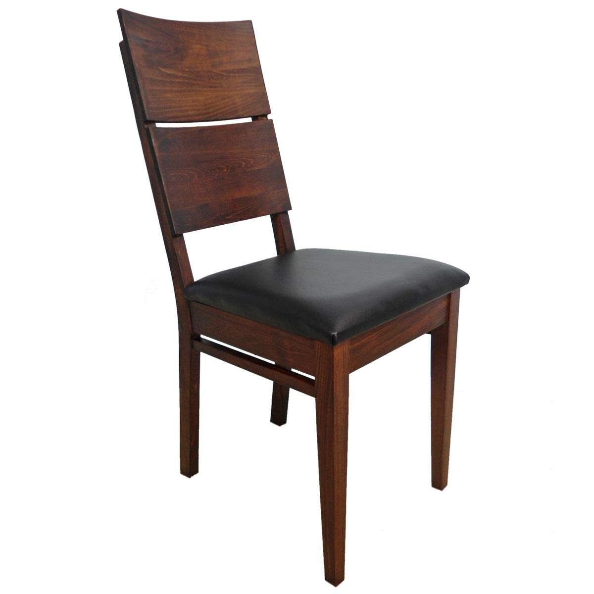 Esszimmerstuhl LINO - mit Polstersitz Leder Nussbaum geölt Polstersitz Leder