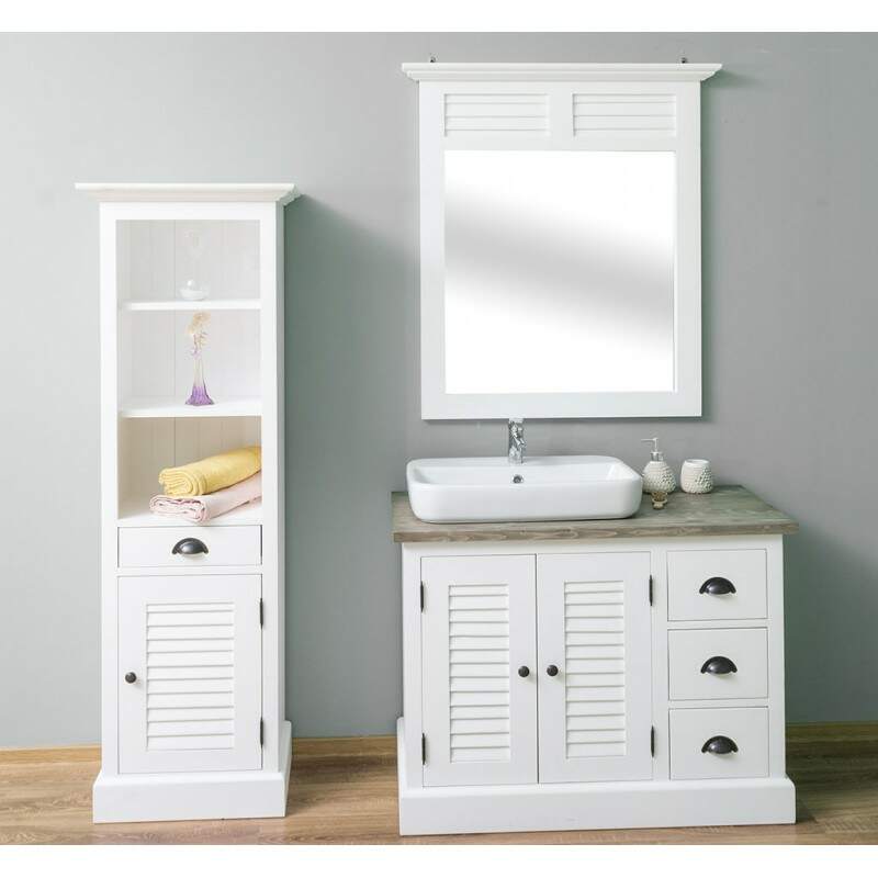 Maritimes Badmöbel-Set Landhausstil weiß