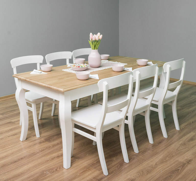 Landhausstil Essgruppe weiß - 6 Personen Set