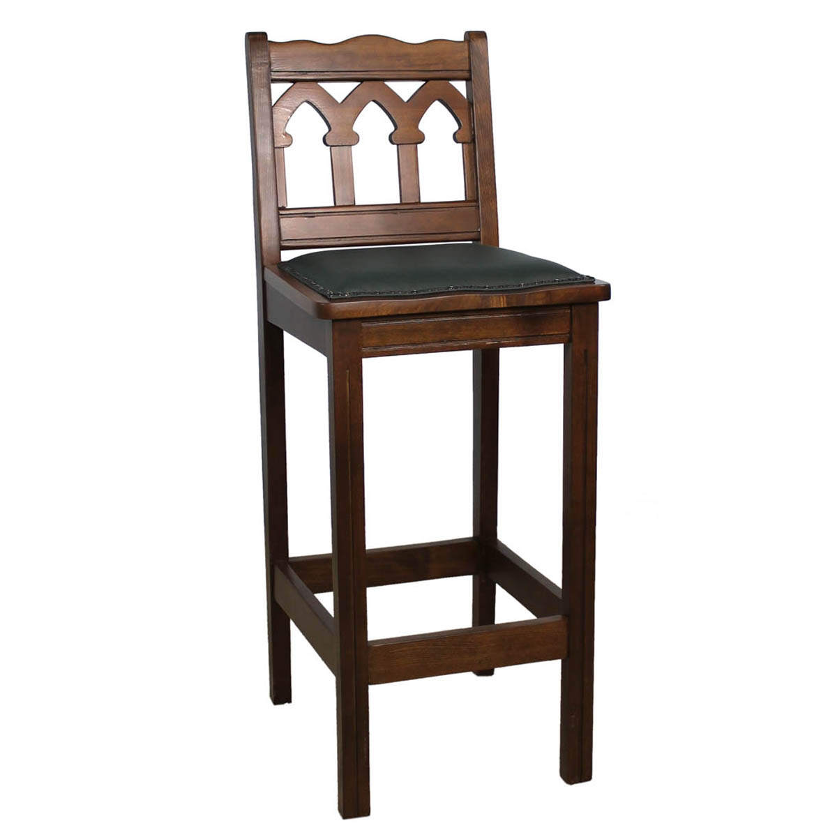 Rustikaler Barstuhl Gothic Sitzpolster genagelt Leder