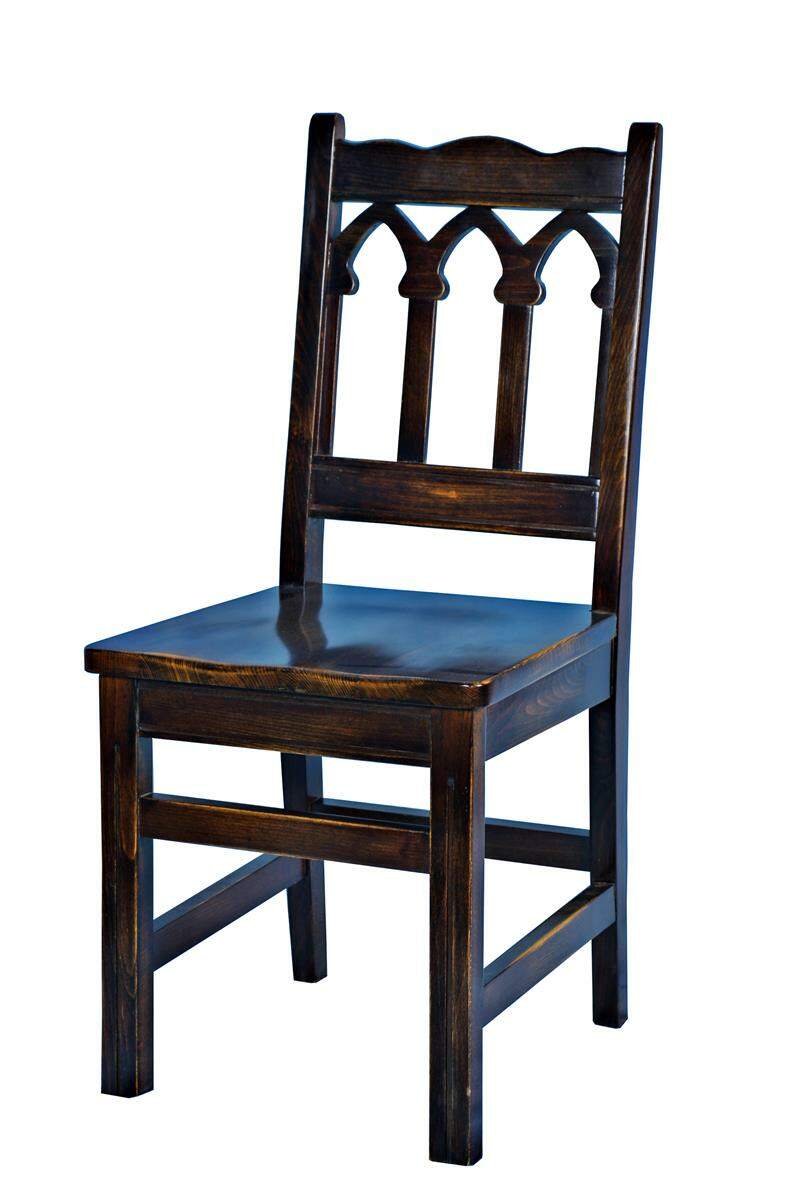 Rustikaler Holzstuhl Gothic, ungepolstert