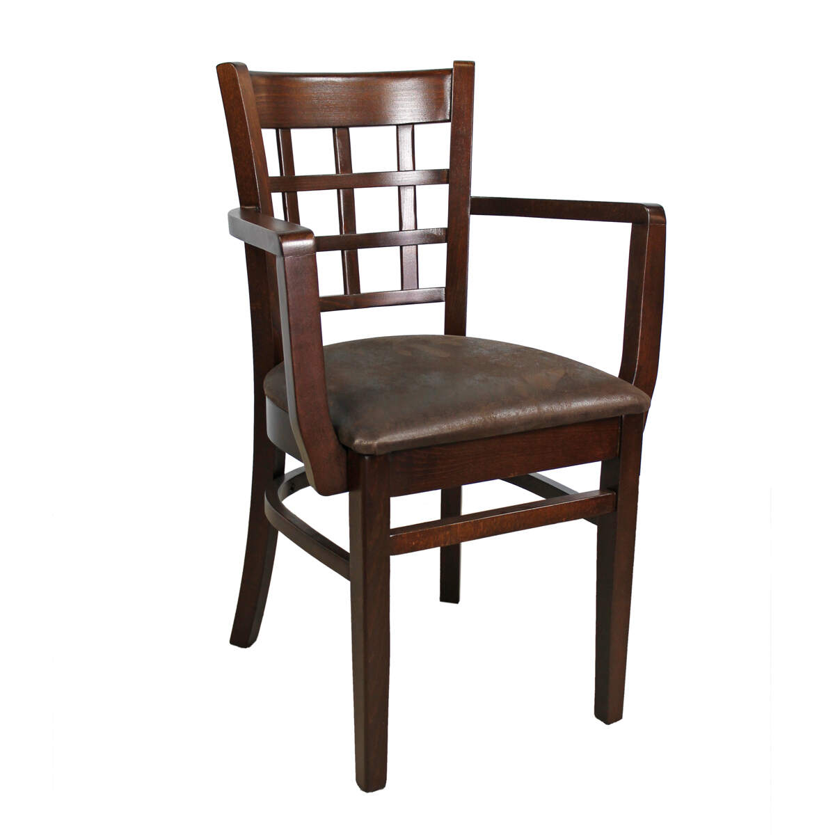 Gepolsterter Gastronomie-Holzstuhl Britania mit Armlehnen Leder