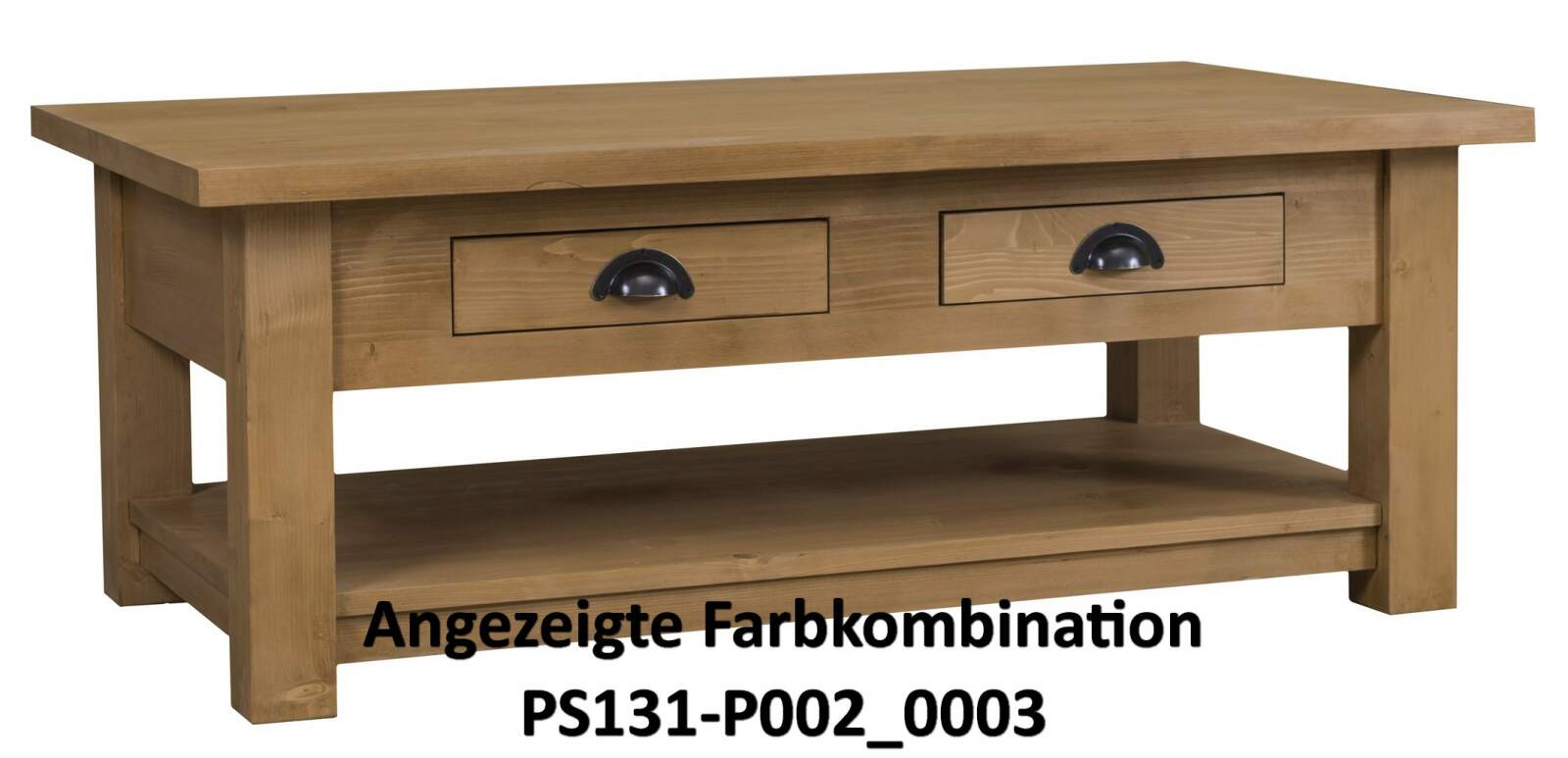 Landhaus Couchtisch zwei Schubladen Konfigurator alles frei wählbar