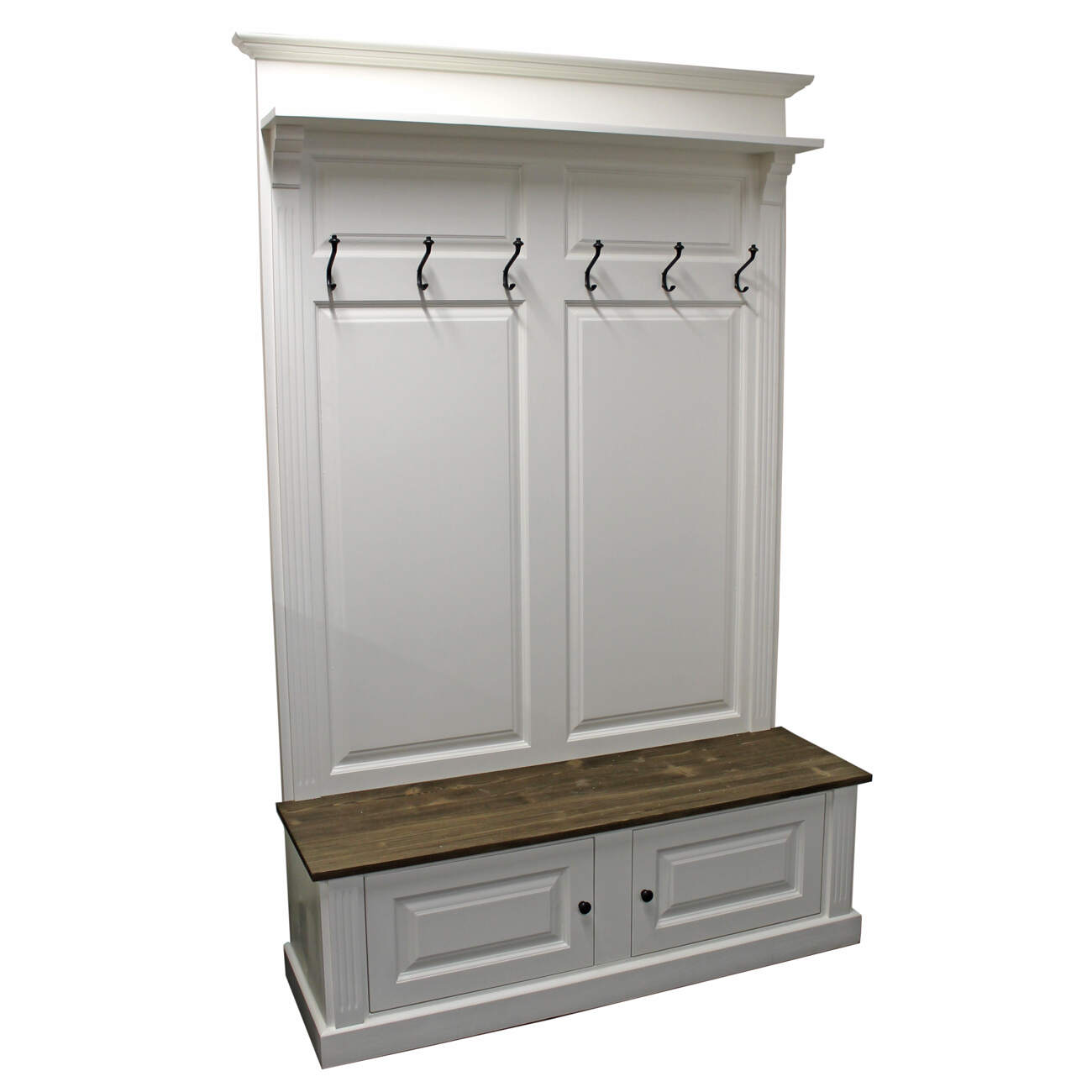 Landhausstil Garderobe altweiß, Deckplatte dunkelbraun