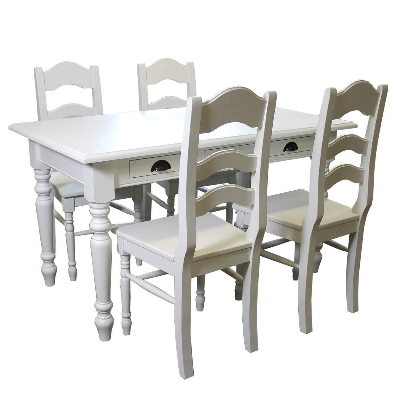Landhausstil Essgruppe weiß 140 cm