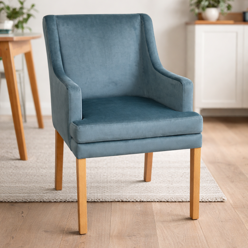 Esszimmer Polsterstuhl Microfaser Samtoptik graugrün