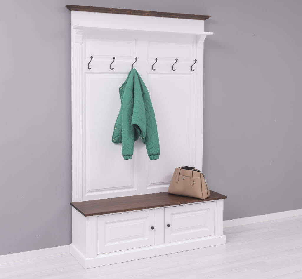 Massivholz Landhaus Garderobe weiß-mahagoni