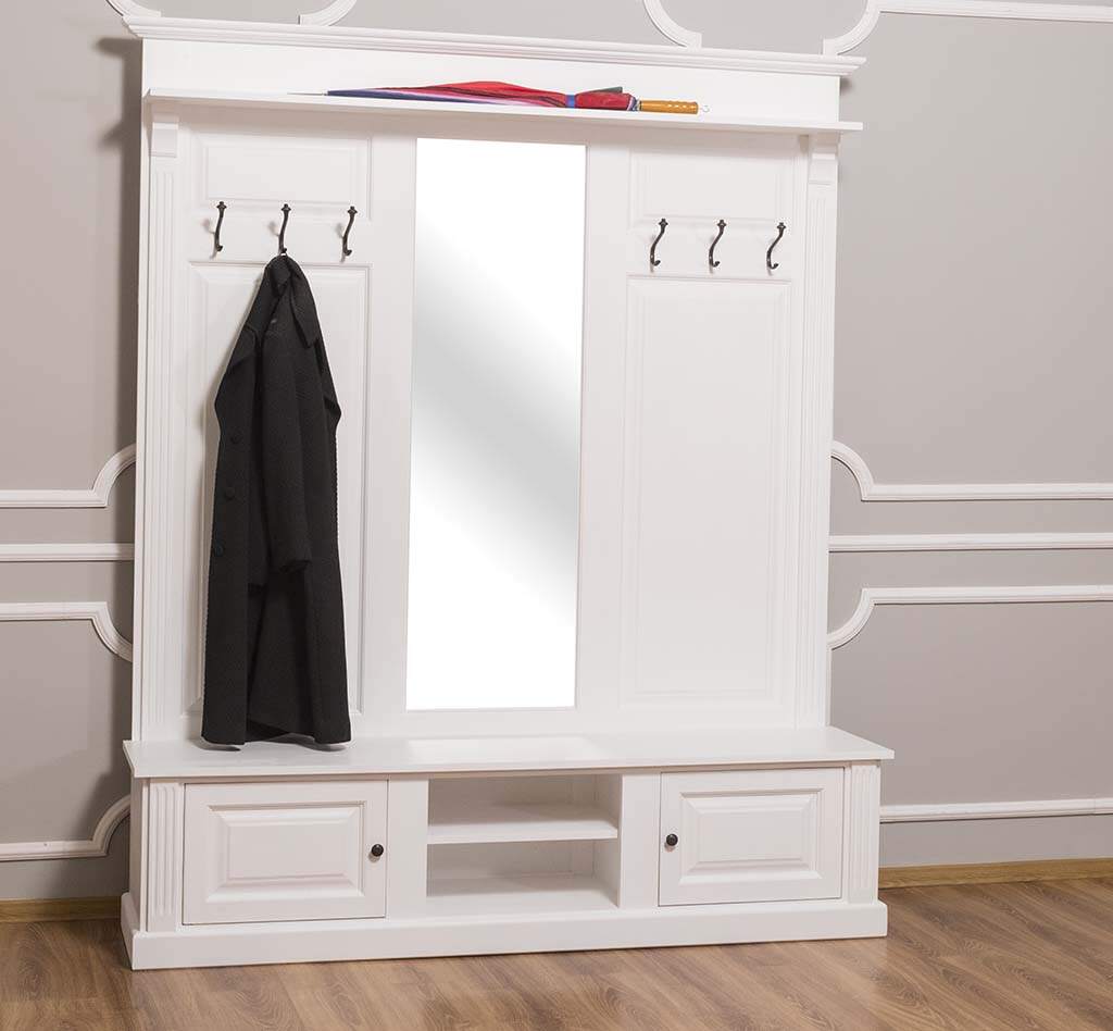 Garderobe mit Spiegel im Landhausstil weiß