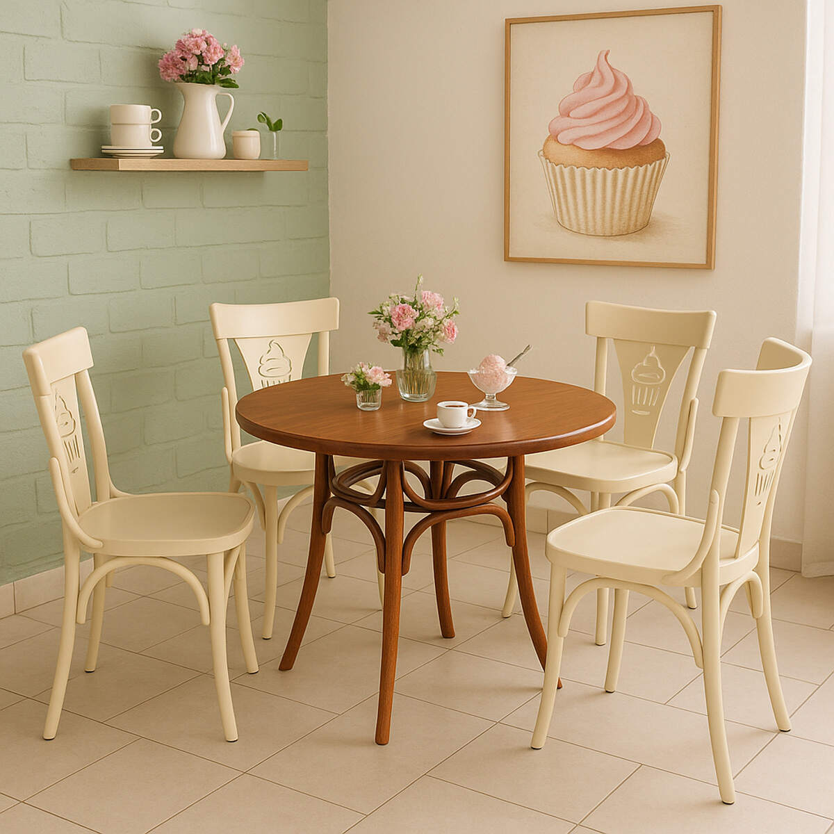 Bugholzstuhl im Wiener Kaffeehausstil mit Eis Symbol