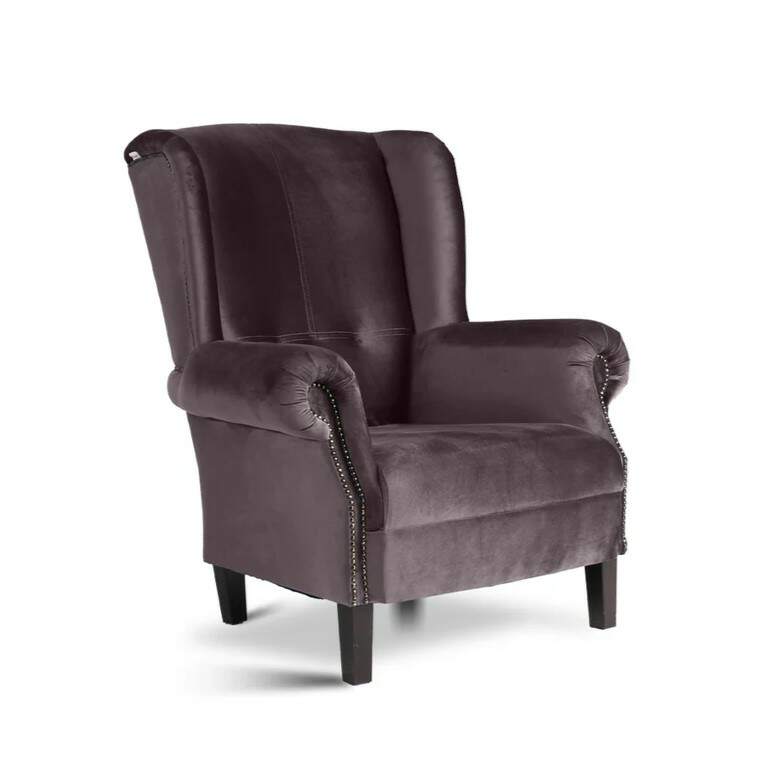 Eleganter Landhausstil Ohrensessel Samtbezug Piano-18 Brombeer