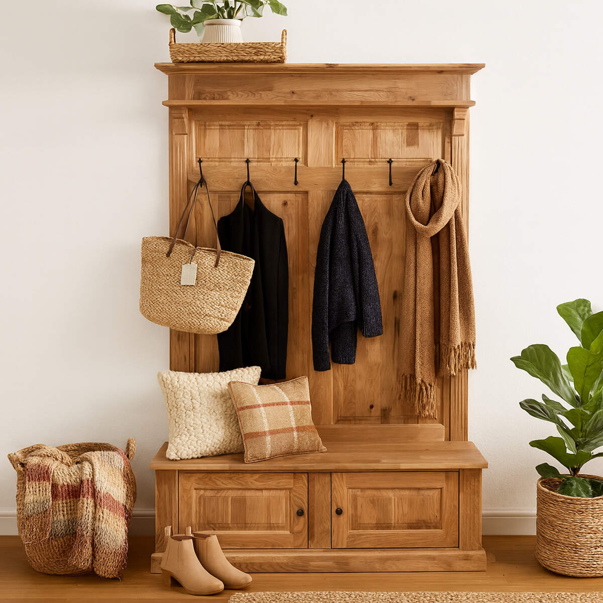 Eiche Garderobe massiv im Landhausstil