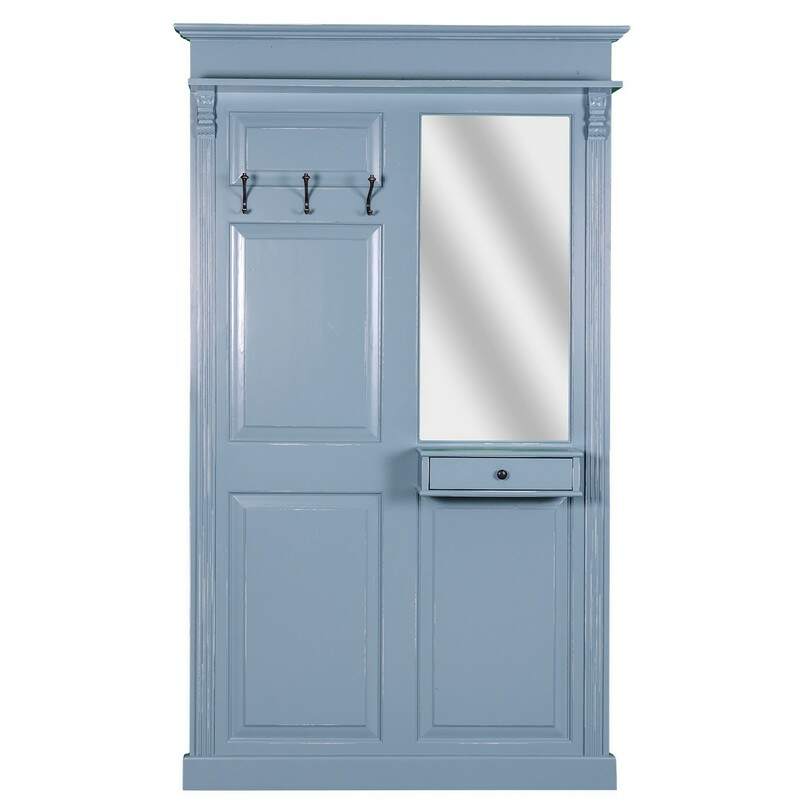 Landhaus Garderobe mit Spiegel tief gebürstet