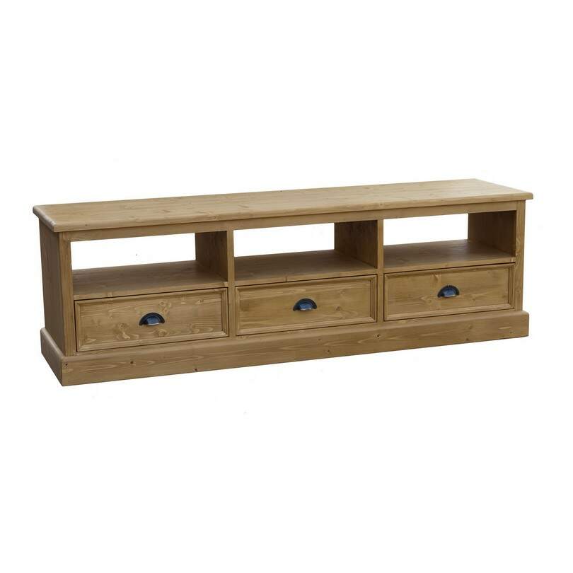 Offenes TV-Board mit Schubladen im Landhausstil - Eichenplatte Konfigurator alles frei wählbar