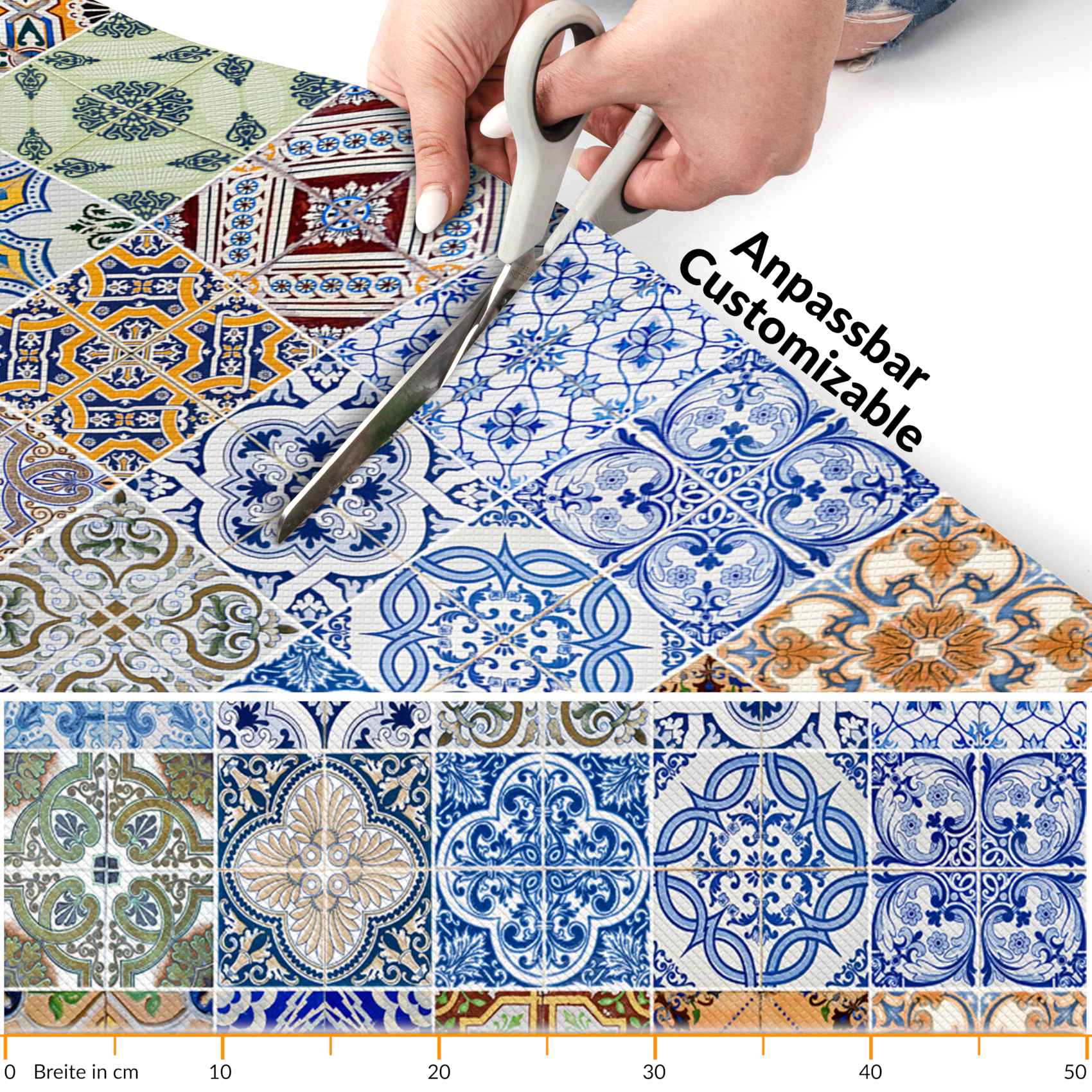 Küchenläufer Küchenteppich Läufer Fliesen Mosaik | 50cm Breit 280x50cm