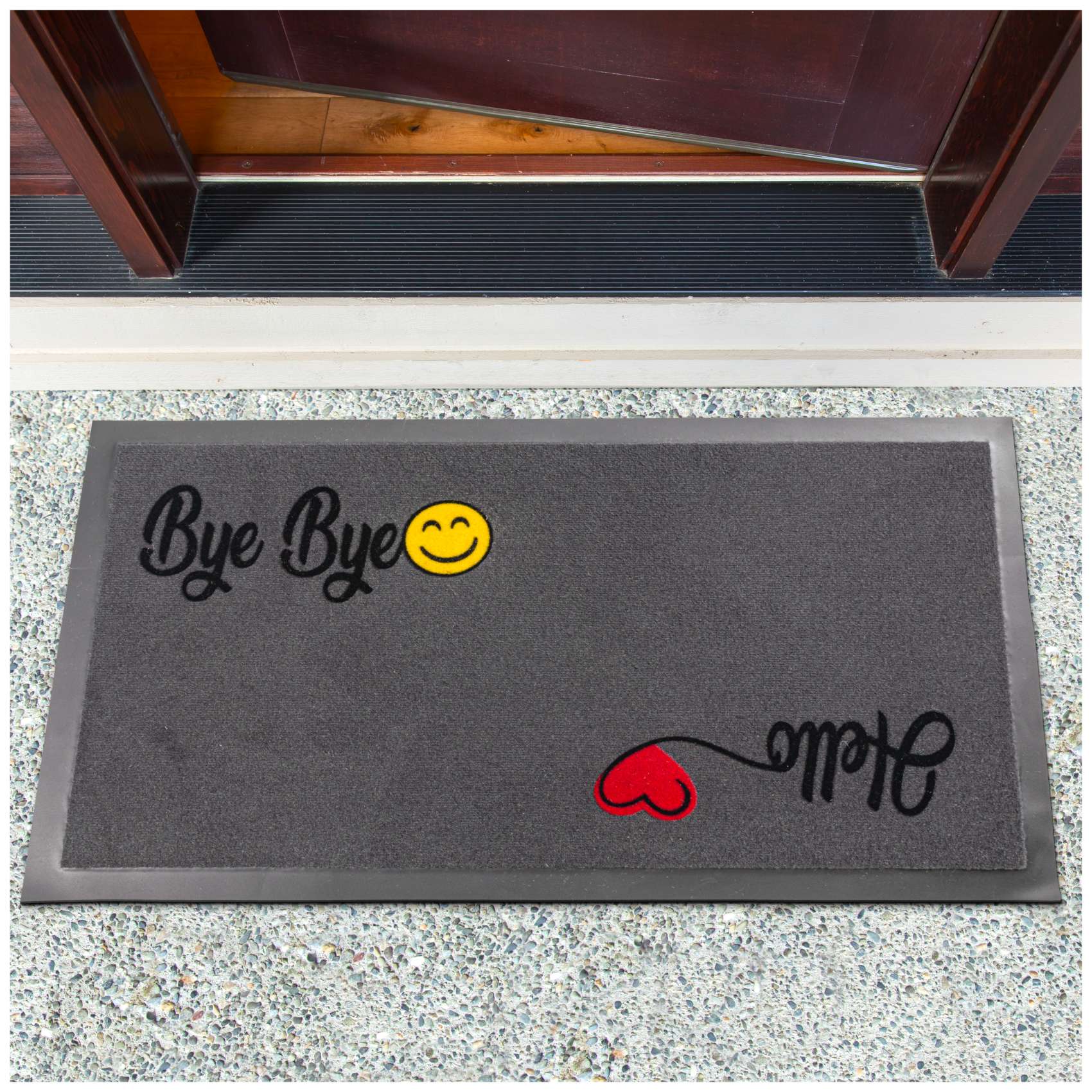 Fußmatte Sauberlaufmatte Schmutzfangmatte Anthrazit 40x70cm Hello Bye Bye 40x70cm