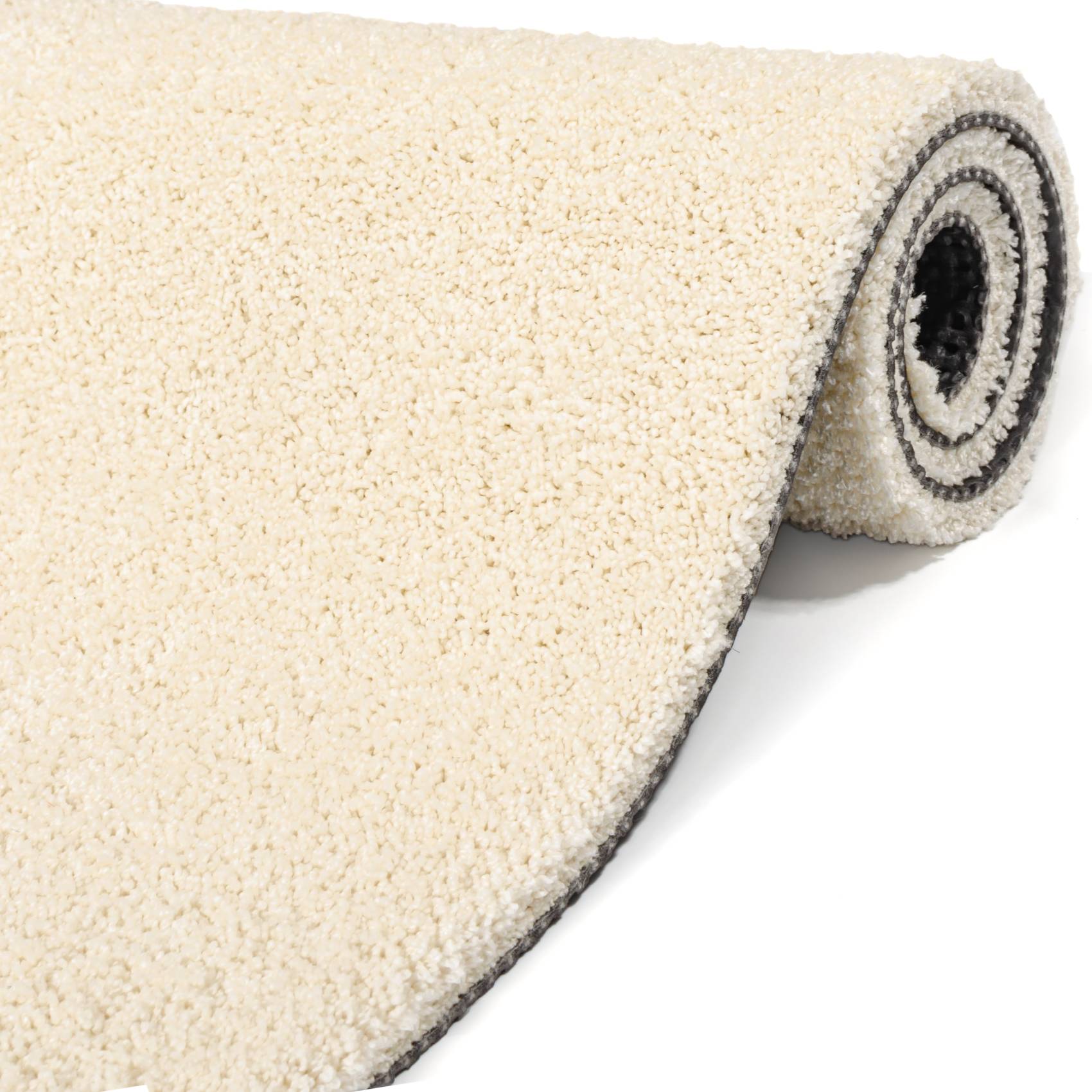 Teppich Wohnzimmer Kurzflor Teppich Getuftet Teppichboden Sweethome 3 Farben Breite 100cm Creme-Weiß 100x100cm