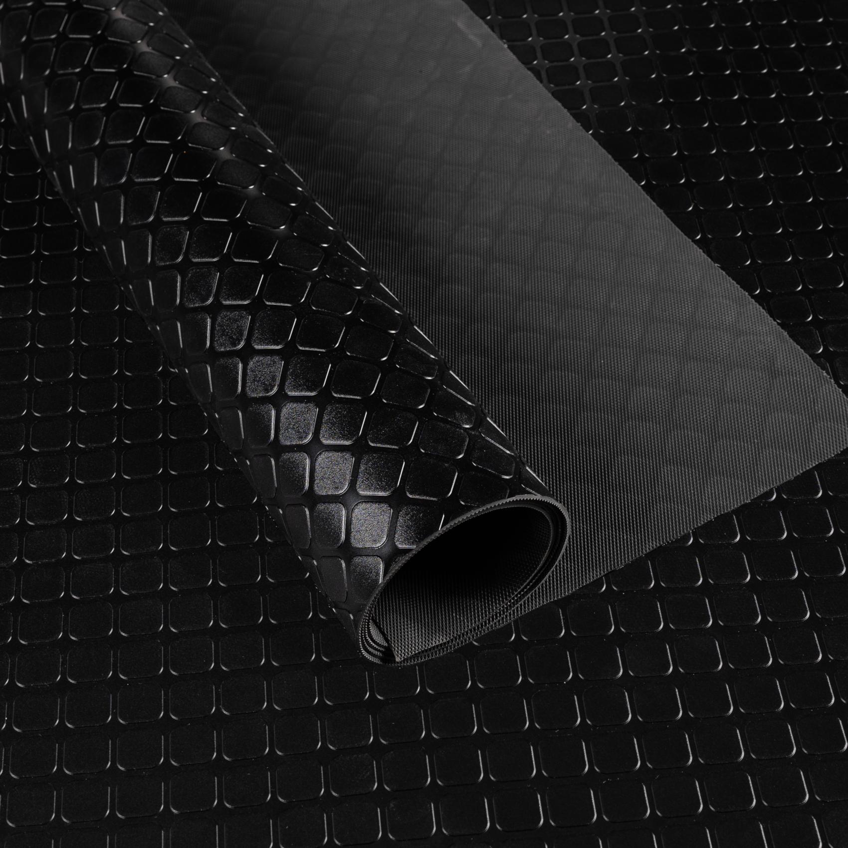 PVC Bodenbelag Meterware Antirutschmatte Dionis Vinylboden Rollenware Stärke 1,5mm Karo Schwarz Breite 100cm 100x100cm