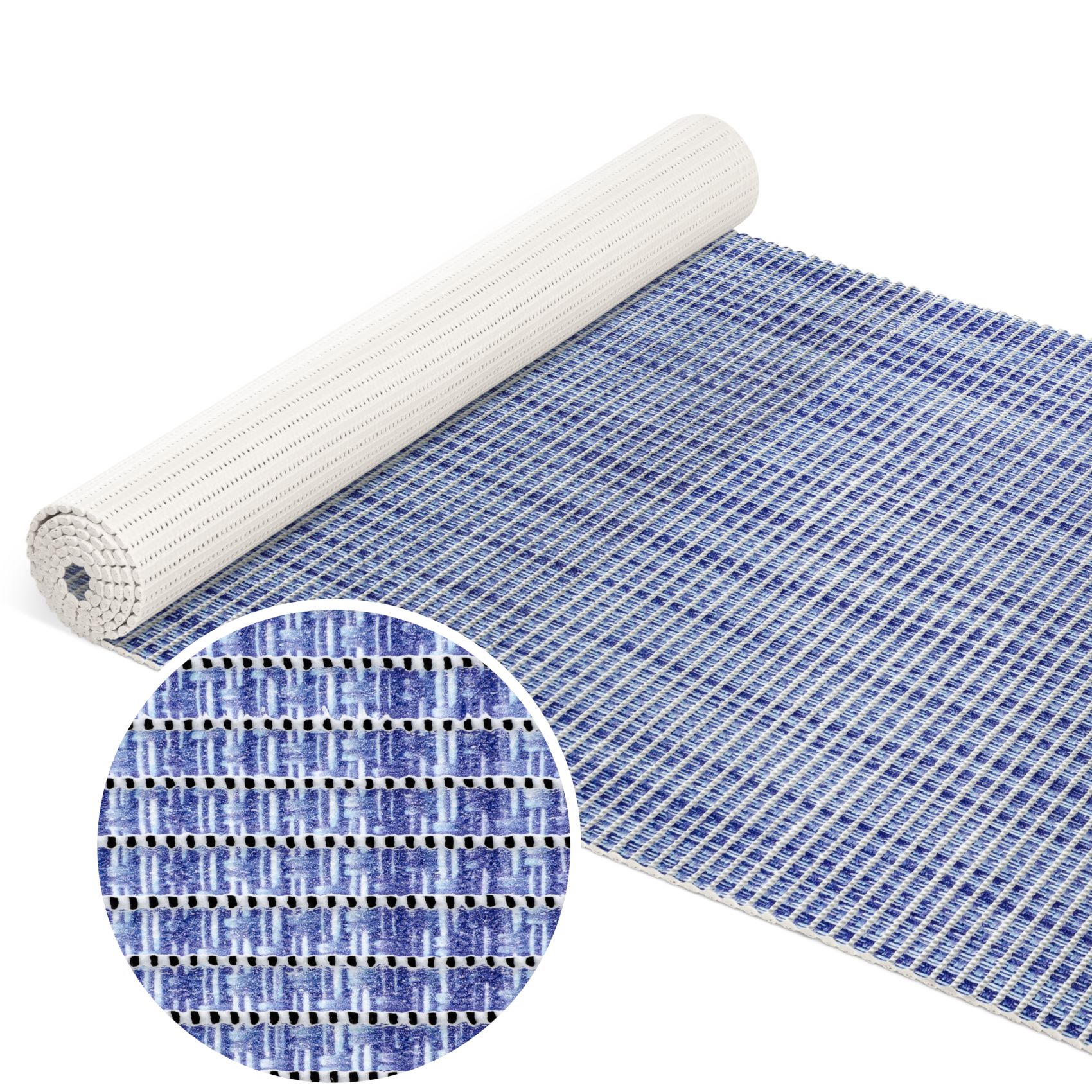 Weichschaummatte Bad Weichschaum Badematte Leinenoptik Blau Breite 65cm Meterware 100x65cm