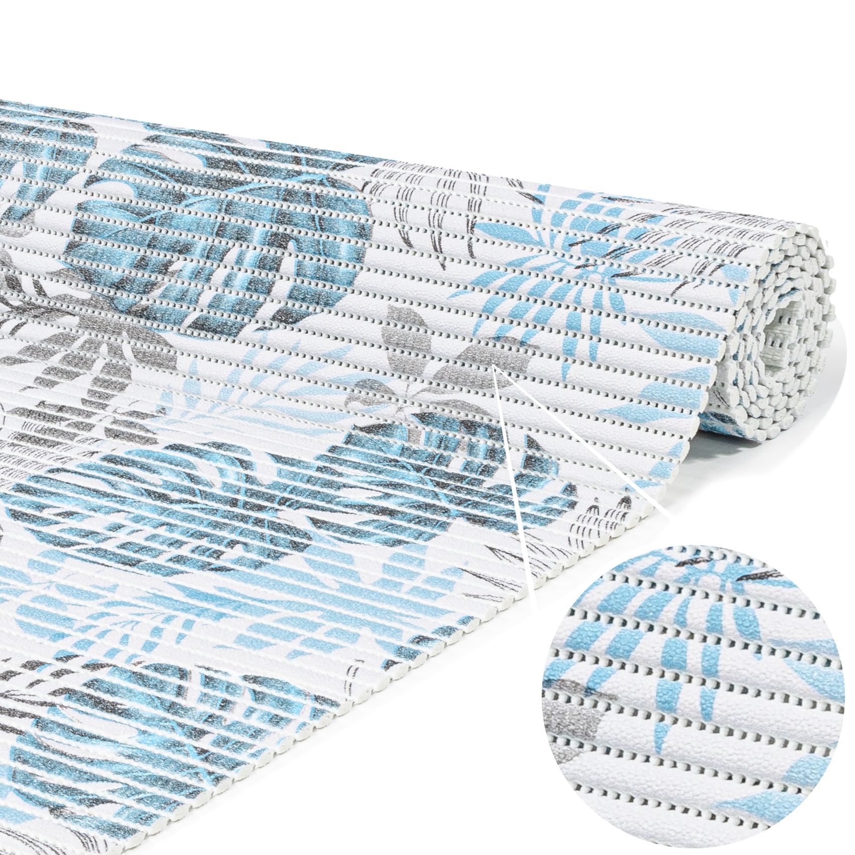 Weichschaummatte Bad Weichschaum Badematte Palmenblätter 2 Farben Braun Blau 65cm Breite Palmenblätter Blau 100x65cm