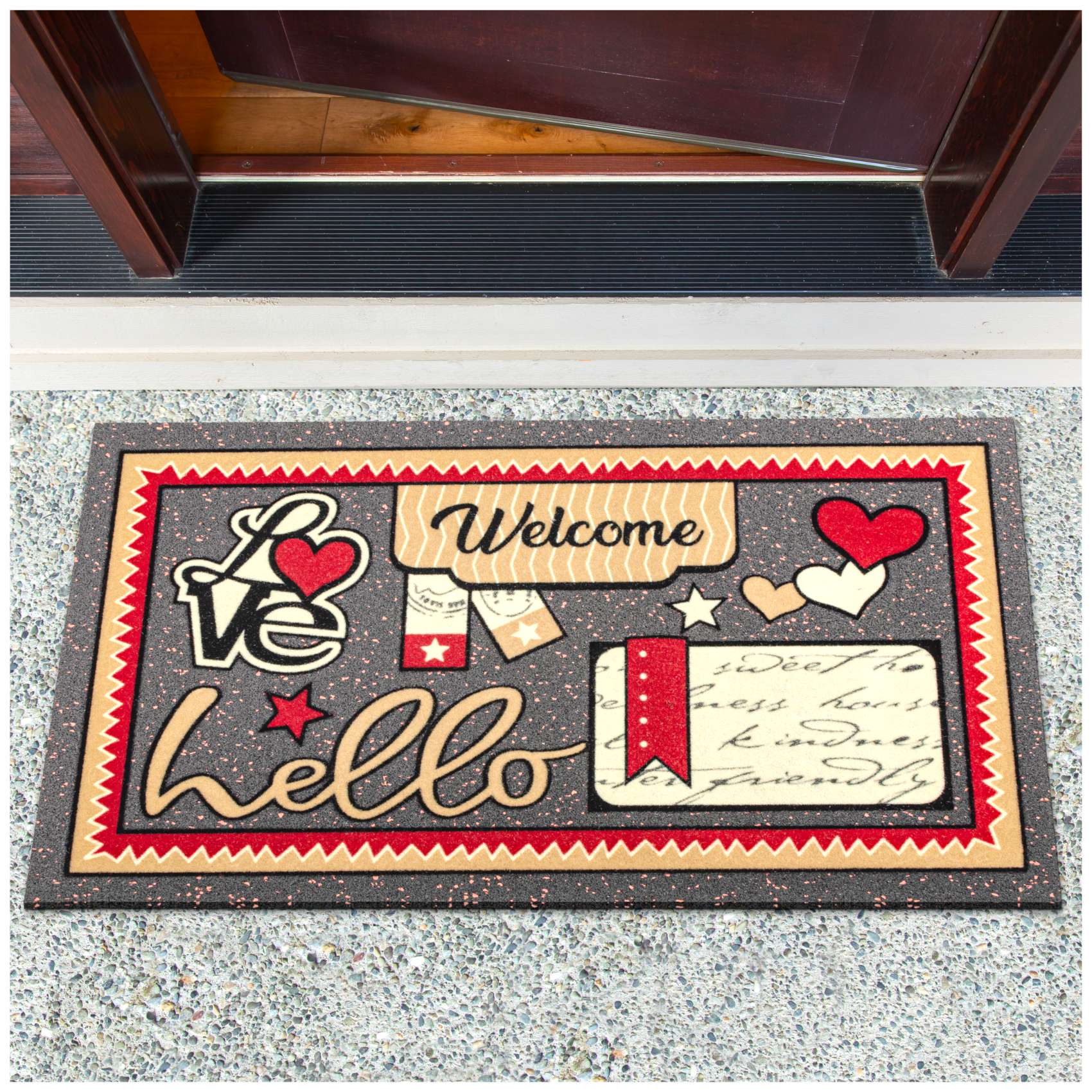 Schmutzfangmatte Fußmatte Türvorleger rutschfest Welcome Hello 40x68cm