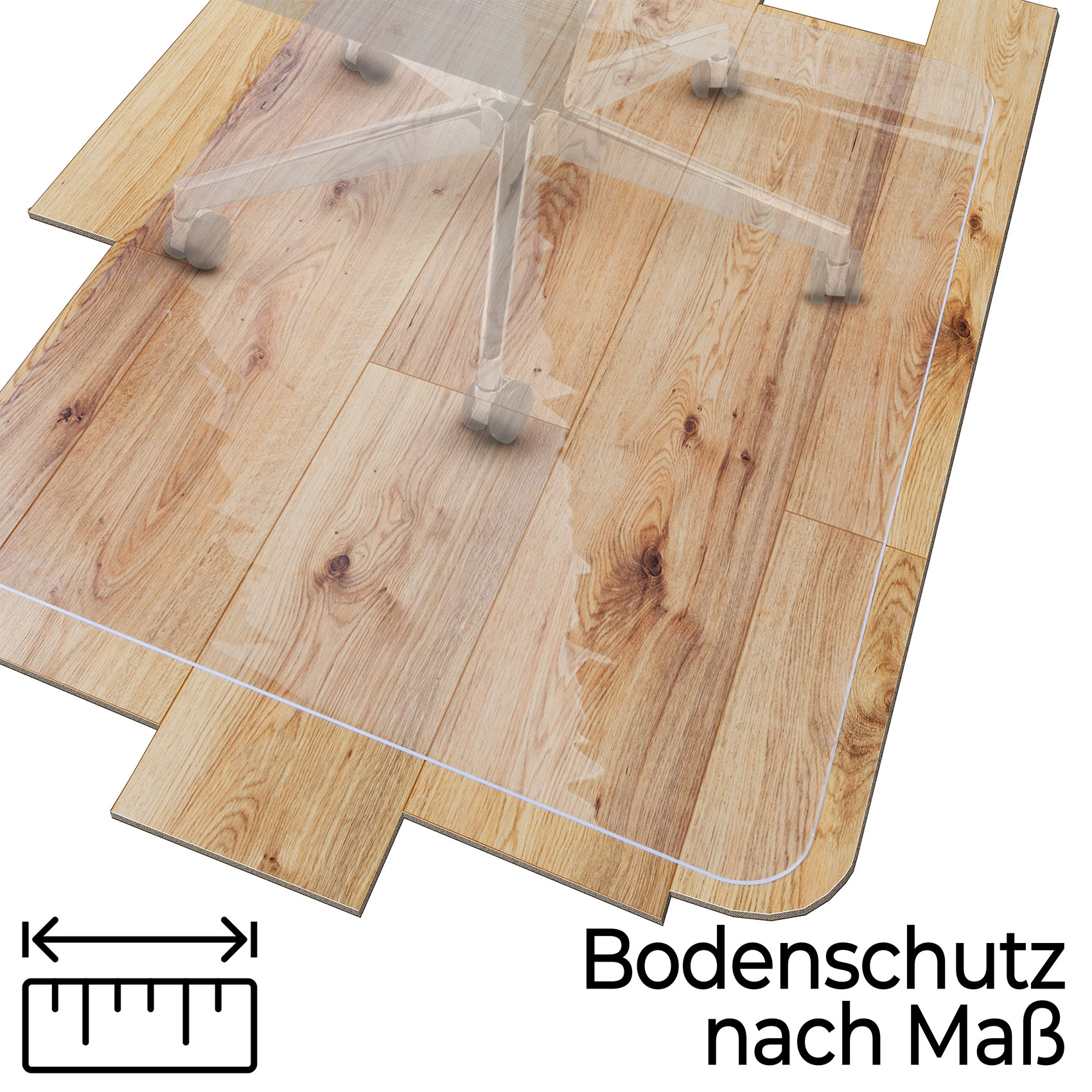 Bürostuhlunterlage Bodenschutzmatte transparent nach Maß 2mm Dicke