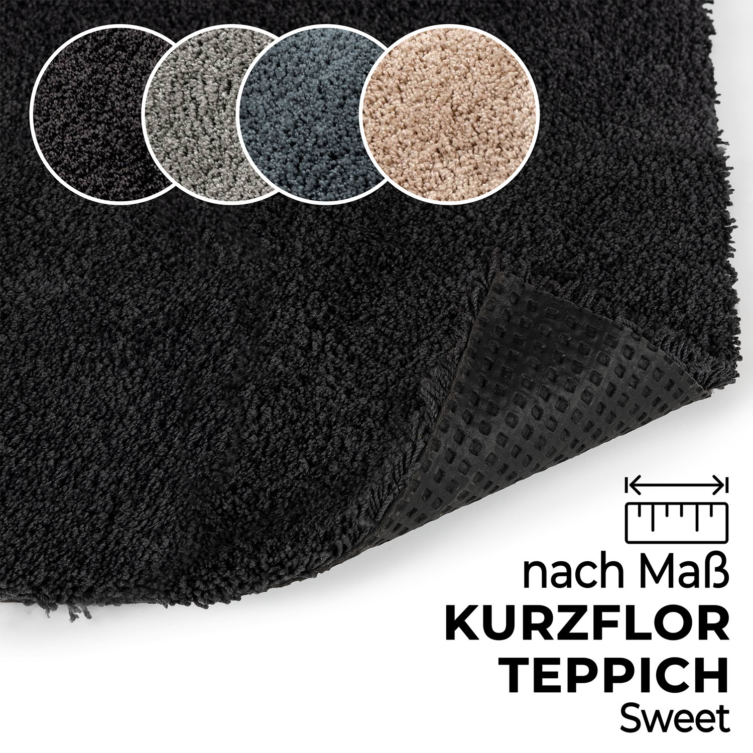 Kurzflor Teppich Läufer Flur Wohnzimmer Schlafzimmer Sweet Bettumrandung nach Maß