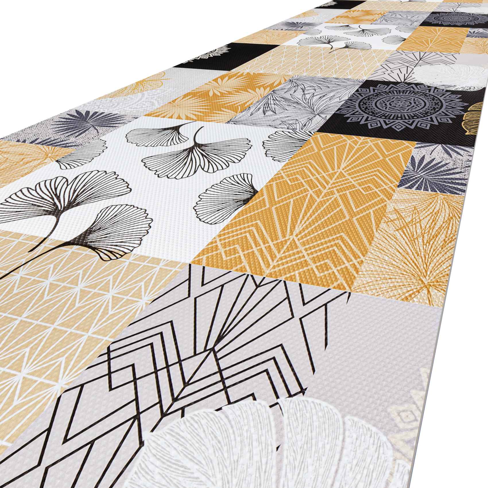 Küchenteppich Gold pflegeleicht rutschfest Küchenläufer abwaschbar 120x48cm